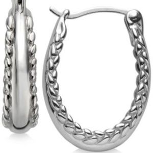 Nambe Textured Edges Hoop Earrings Silver